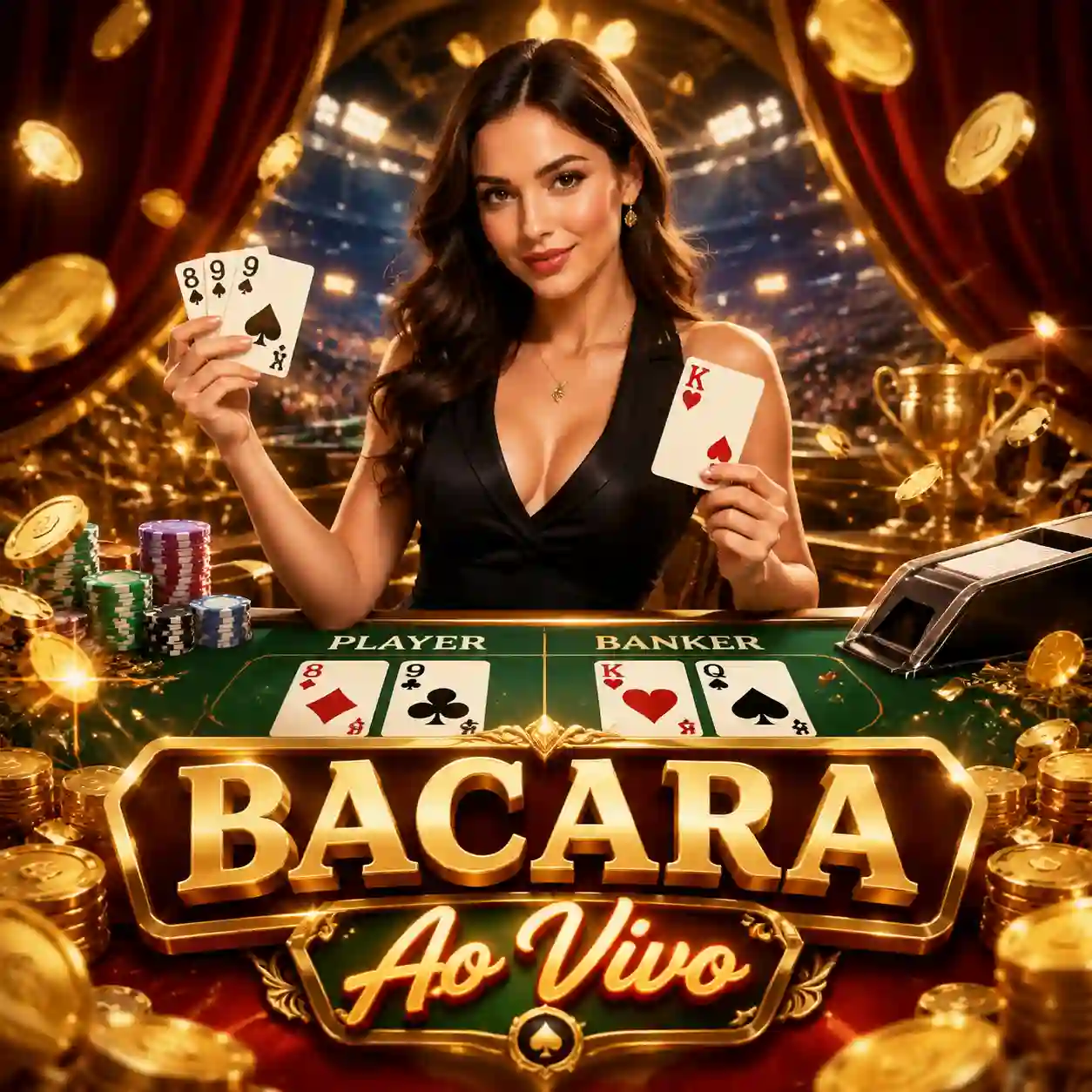 mesa de bacará com cartas distribuídas